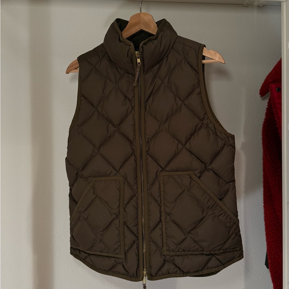 J. Crew Quilted Olive Down Vest